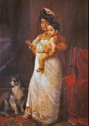 Raja Ravi Varma There Comes Papa oil painting